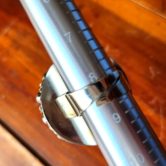 💛 Yellow Opal Silvertone Statement Ring - ONE OF A KIND 💛Happy Like Sunshine💛 - Picture 5 of 15